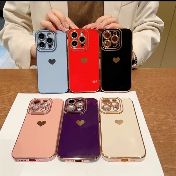 Luxury Heart Print Shockproof Phone Case For iPhone 14 Pro Max - RED-SALE - Picture 3 of 10